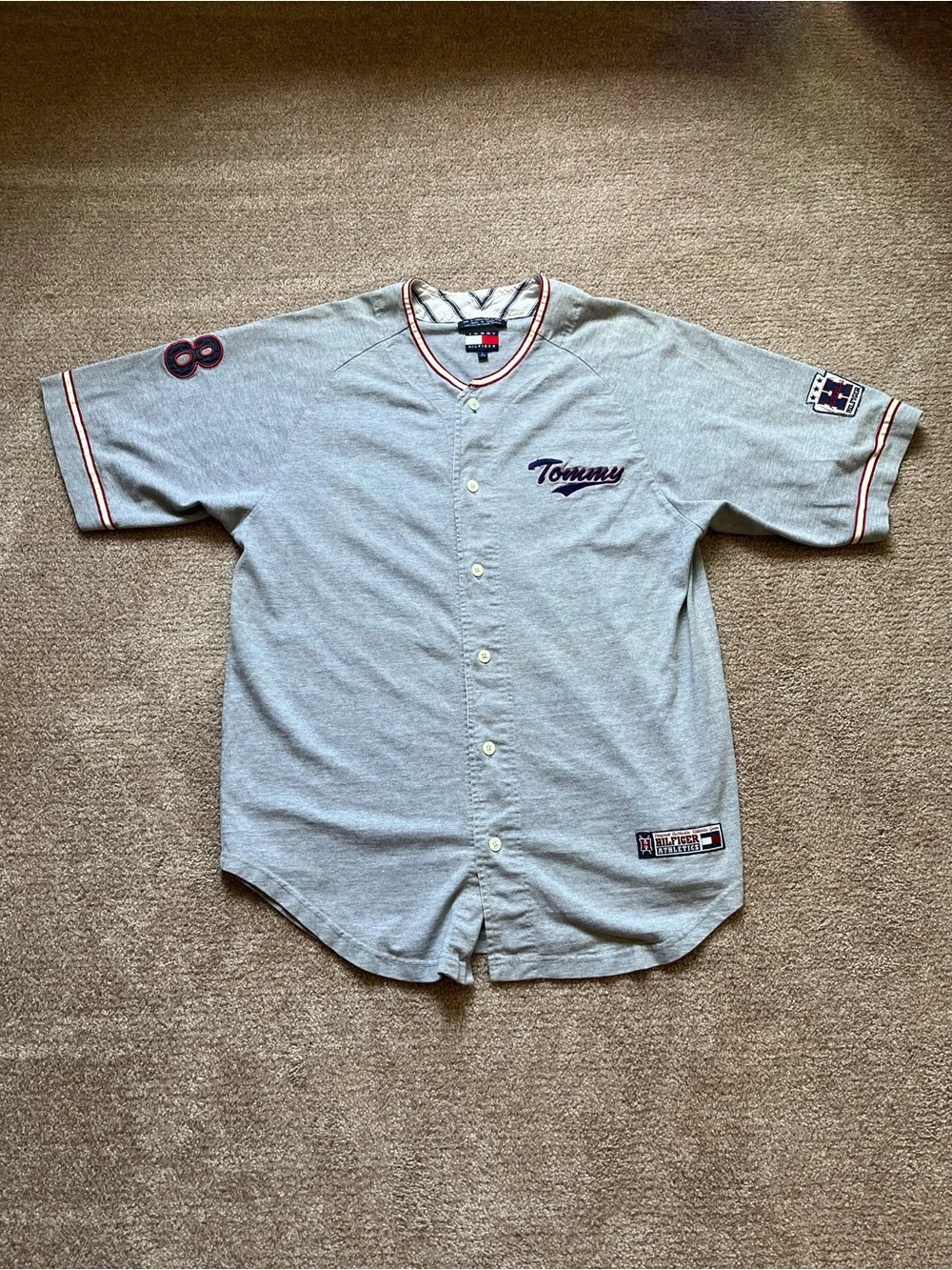 VTG 90’s Tommy Hilfiger Grey Cotton Baseball Jersey